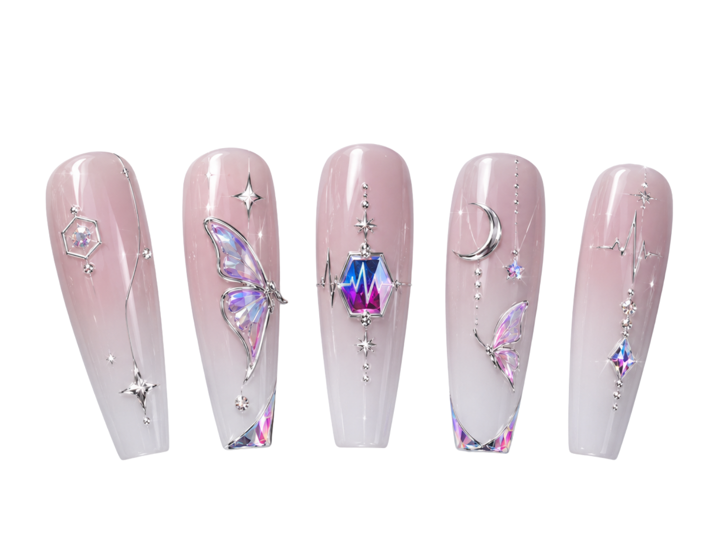 crystal circuit press-on nails